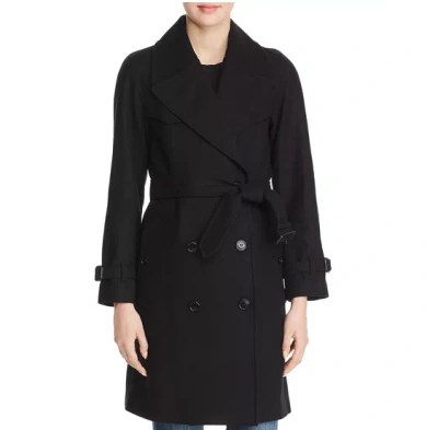 Pre-owned Burberry Women Cranston Wool Blend Belted Trench Coat Black Size 4 $1590