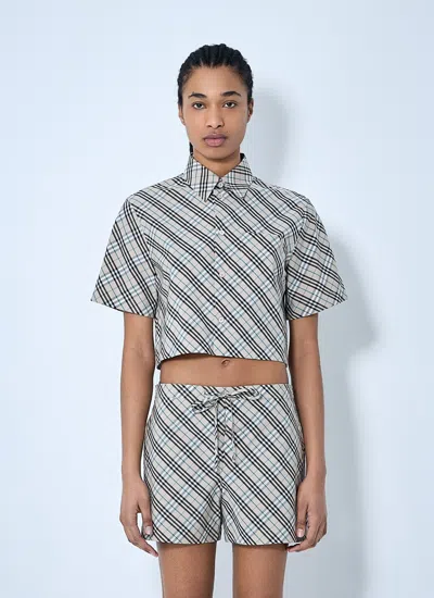 Burberry Women Crop Check Shirt In Multi