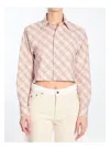 Burberry Vintage Check Cropped Buttoned Shirt In Beige