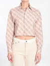 Burberry Vintage Check Cropped Buttoned Shirt In Cream