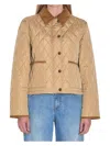 Burberry Padded Jackets With Corduroy Collar In Neutral