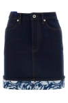 Burberry Heavyweight Denim Ekd Patch Mini Skirt In Blue