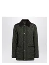 Burberry Quilted Jacket Corduroy Collar Casual In Green