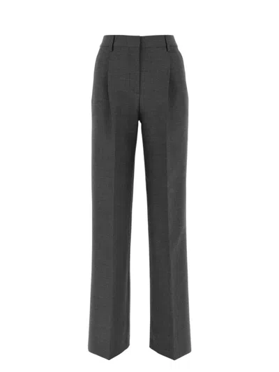 BURBERRY WOMEN'S DARK WOOL WIDE-LEG PANT