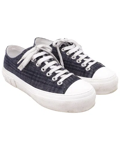 Burberry Women's Denim Jack Check Low-top Sneaker (authentic Pre-loved) In White