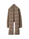 Burberry Women Detachable Scarf Wool Blend Jacket Biscuit In Brown