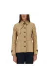 Burberry Beige Single-breasted Down Jacket With Quilted Texture In Stretch Fabric Woman