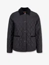 Burberry Oldham Black Quilted Jacket With Corduroy Collar In Tech Fabric Woman In Black