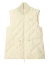 Burberry Appliquéd Leather-trimmed Padded Quilted Shell Down Vest In Yellow
