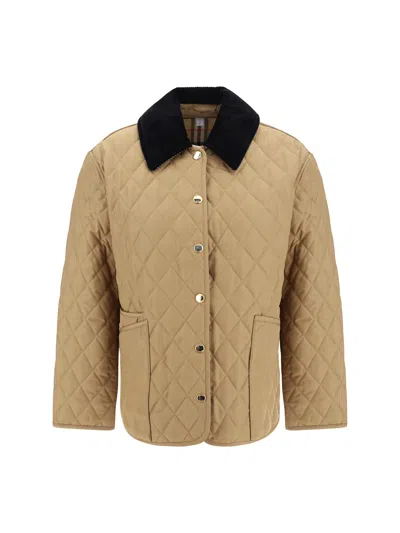 Burberry Long Sleeved Quilted Jacket In Beige