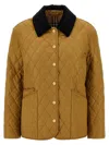 Burberry Giacca Trapuntata Con Colletto In Velluto In Gold