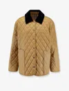 Burberry Corduroy-collar Diamond-quilted Jacket In Brown