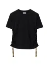Burberry Black T Shirt With Check Pattern Detail In Black