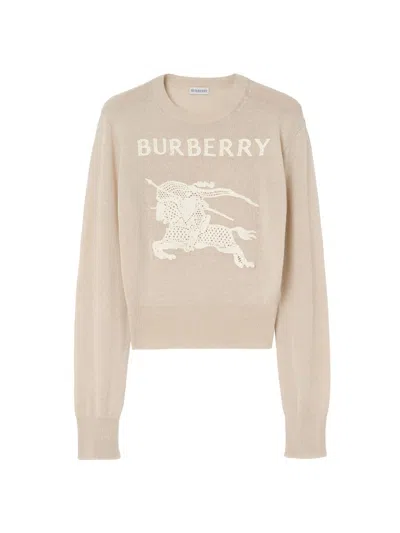 Burberry Women's Ekd Cotton-wool Sweater In Gray