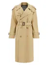 Burberry Double-breasted Trench Coat With In Neutral