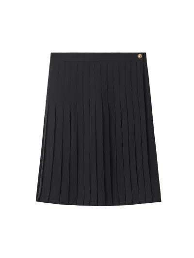 Burberry Women's Eleonora Pleated Wool-blend Twill Miniskirt In Black