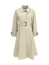 Burberry Women Ellingham Fit-and-flare Long Gabardine Trench Coat In White