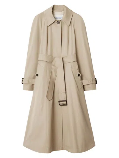 Burberry Long Gabardine Ellingham Fit-and-flare Car Coat In Neutral