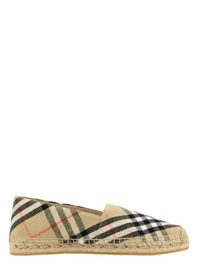 BURBERRY WOMEN'S EMBROIDERED CANVAS ESPADRILLES SANDAL