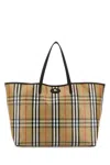 Burberry Large Check Pattern Canvas Shopping Bag