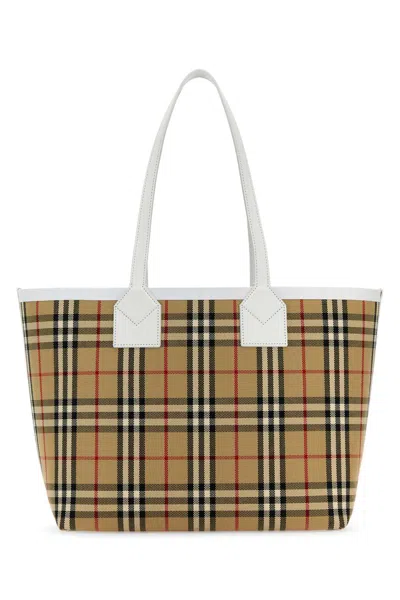 BURBERRY BURBERRY WOMEN EMBROIDERED CANVAS LONDON SHOPPING BAG
