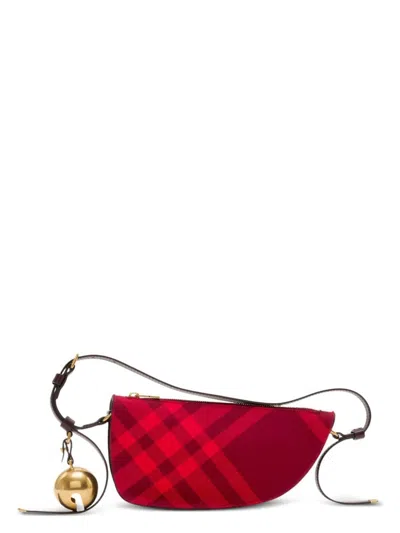 BURBERRY WOMEN'S EMBROIDERED CANVAS MINI SHIELD SHOULDER BAG