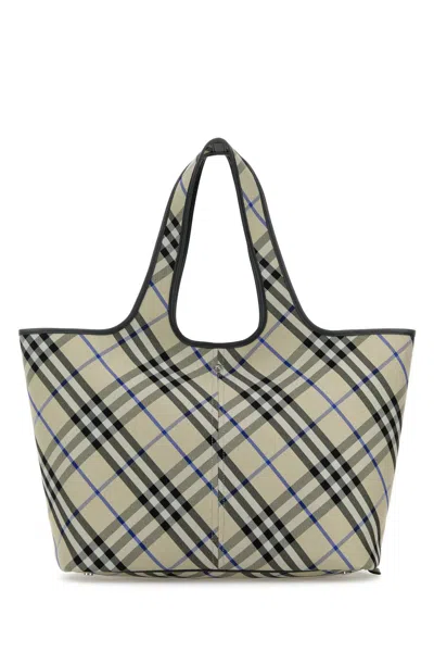 Burberry Embroidered Canvas Shopping Bag In Green