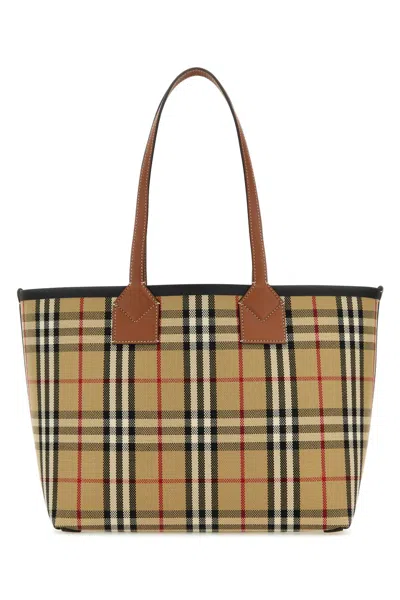 Burberry London Check Small Tote In Brown