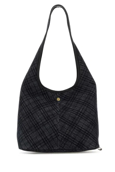 Burberry Women Embroidered Denim Shopping Bag