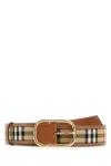 Burberry Adjustable Checkered Fabric Belt With Gold-tone Buckle In Multicolor