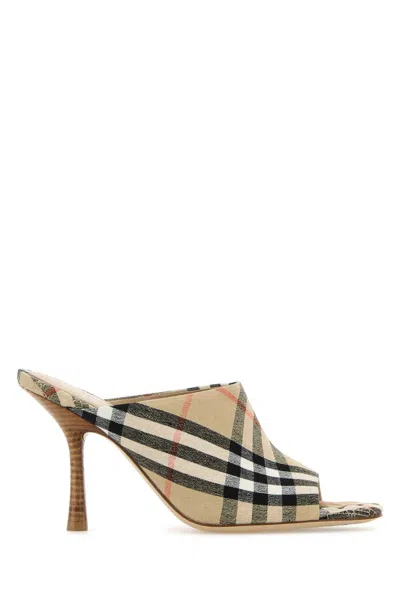 Burberry Women Embroidered Fabric Mules In Multi