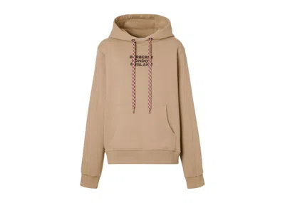 Pre-owned Burberry Women's Embroidered Logo Oversized Hoodie In Beige
