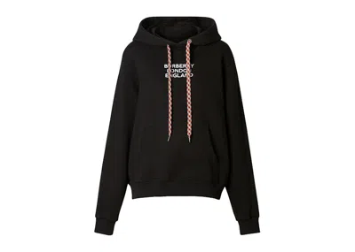 Pre-owned Burberry Women's Embroidered Logo Oversized Hoodie In Black
