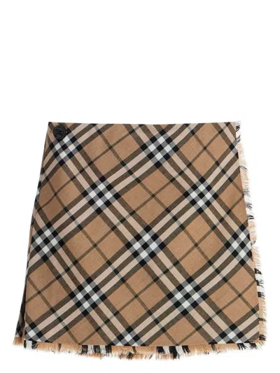 BURBERRY WOMEN'S EMBROIDERED POLYESTER BLEND MINI SKIRT