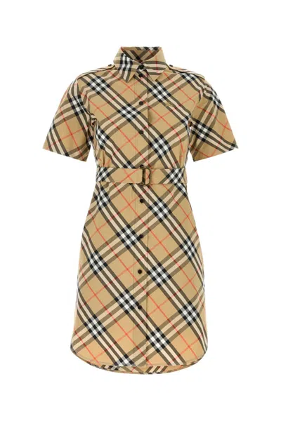 Burberry Women Embroidered Poplin Shirt Dress In Nude
