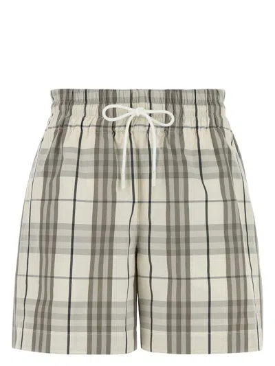 BURBERRY WOMEN'S EMBROIDERED POPLIN SHORTS