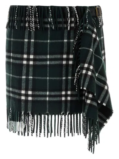 BURBERRY WOMEN'S EMBROIDERED WOOL BLEND MINI SKIRT