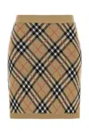 Burberry Embroidered Wool Blend Mini Skirt In Brown