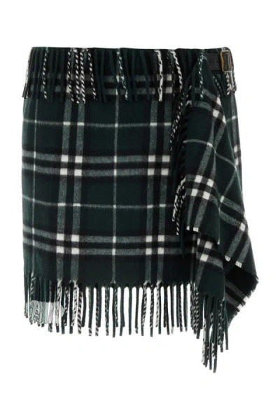 BURBERRY BURBERRY WOMEN EMBROIDERED WOOL BLEND MINI SKIRT