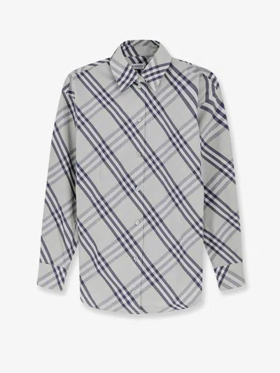 Burberry Women Emma Cotton Shirt With Check Pattern In Purple