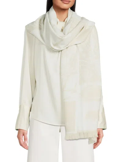 Burberry Women's Equestrian Knight Wool-cotton Scarf In White