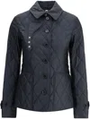 Burberry Quilted Nylon Jacket With Check Lining In Blue