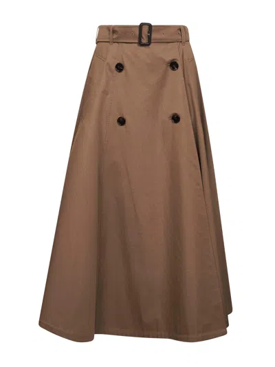 BURBERRY BURBERRY WOMEN GABARDINE MIDI TRENCH SKIRT