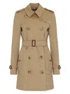 Burberry Women Beige Gabardine Heritage Chelsea Trench Coat