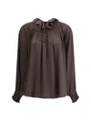 Burberry Women Geometric Silk Blouse In Brown