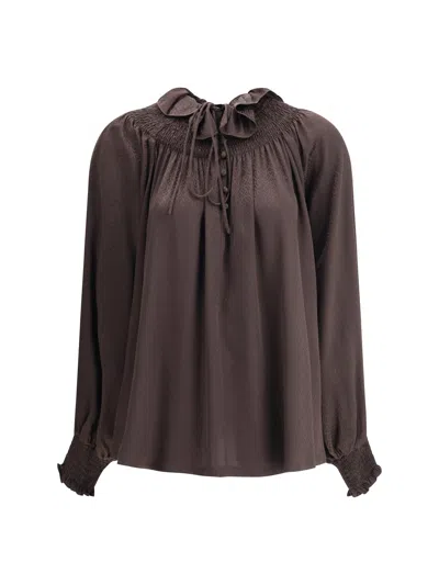 BURBERRY BURBERRY WOMEN GEOMETRIC SILK BLOUSE