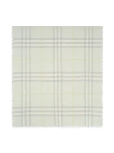 Burberry Women's Giant Checked Wool Scarf In White