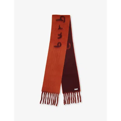 Burberry Womens Ginger Reversible Logo-jacquard Alpaca-blend Scarf