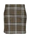 Burberry Women Green Check Miniskirt In Animal Print