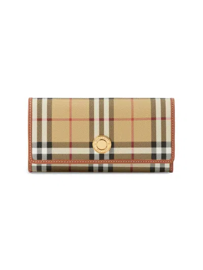 Burberry Women's Halton Check Continental Wallet In Brown